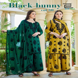 Women's Embroidered Rayon Palazzo Suit Set with Nazneen Dupatta